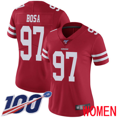 San Francisco 49ers Limited Red Women Nick Bosa Home NFL Jersey #97 100th Season Vapor Untouchable->youth nfl jersey->Youth Jersey